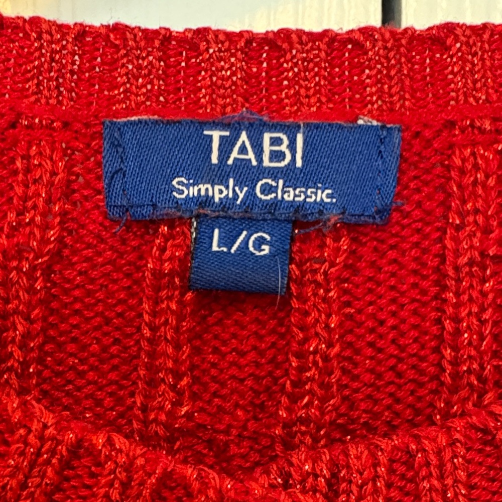 Classic Red Ribbed Cardigan Sweater - Picture 2 of 3